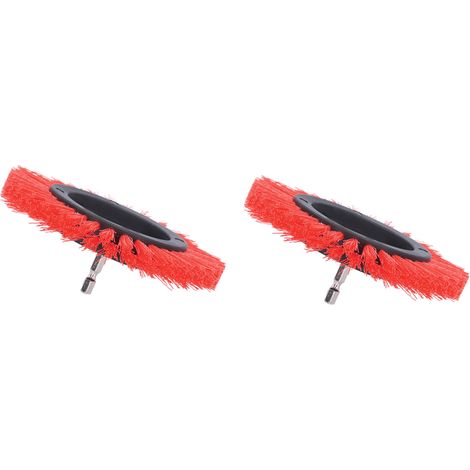 Lot de 2 têtes de brosse de 8,9 cm (3,5 pouces) pour perceuse électrique, embout durable pour la décoration de tapis (rouge) (1/5)