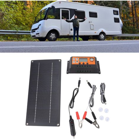 Panneau Solaire 60W Kit avec Chargeur Contrôleur 100A pour Véhicules Caravanes Camping-Cars