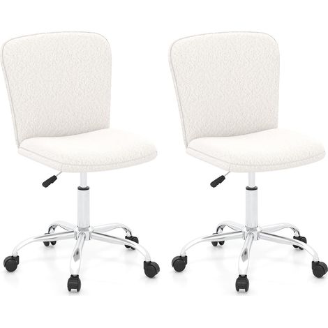 COSTWAY Height-adjustable Ergonomic Chair Office Desk Chair w/ Wheels-White (1/5)