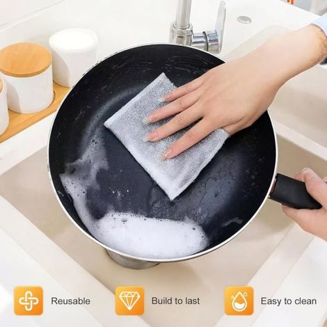 Torchon Vaisselle Métallique Anti Rayures, Réutilisable Double Couche, Modèle 3 Pièces, Pour Cuisine et Évier (1/5)
