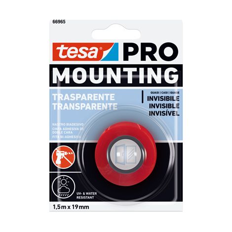 Rolle transparentes doppelseitiges Klebeband 1,5m x19mm 66965 tesa (1/2)