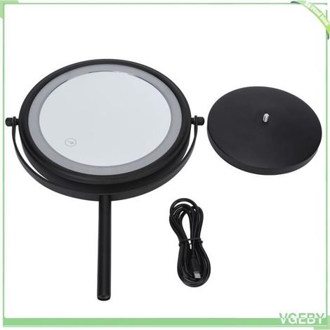 Miroir de maquillage éclairé - FAFEICY - 8 pouces - Double face 1X/3X - Rotation 360° - Contrôle tactile (1/5)