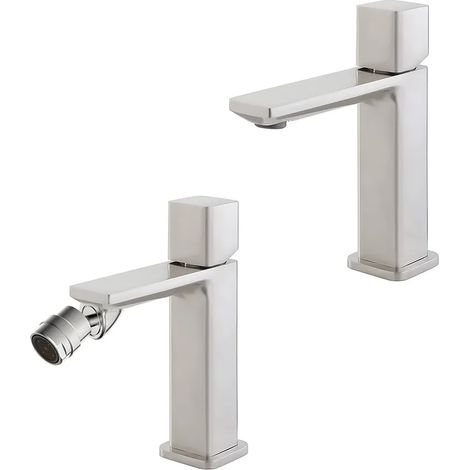 Set di rubinetti lavabo e bidet color nichel con piletta Lotus (1/5)