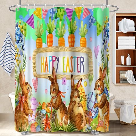 Rideau de douche 180x180 dessin bâche polyester douche pour personne allergique (1/5)