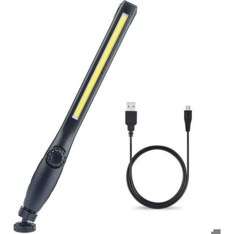 Lampe travail LED rechargeable avec aimant USB rotation 360°, inspection atelier ménage camping rando noir (1/4)