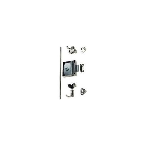 Serrure espagnolette réversible 35 mm – Décor nickelé – Pour porte épaisseur 16 à 26 – Livrée avec accessoires – Junie (1/3)