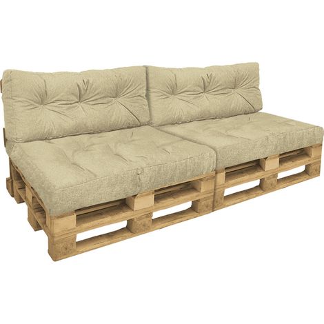 VOUNOT Set di 4 Cuscini per Pallet, Cuscino Bancale Impermeabile per Internio e Esterno, Beige (1/5)