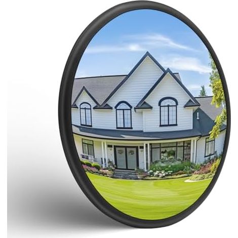 Miroir convexe de sécurité miroir circulation vue grand angle réglable à l'intérieur et l'extérieur avec support fixation parfait pour la salle classe l'école (25.3cm) - (1/5)