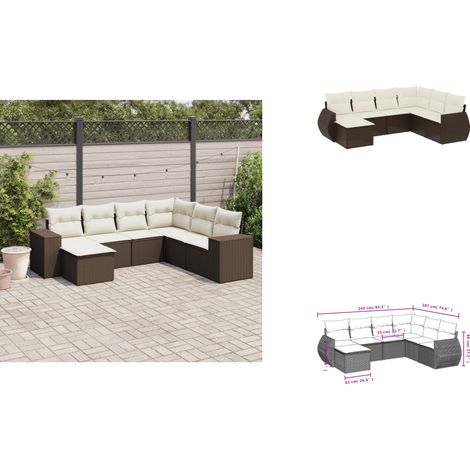 7-tlg. Garten-Sofagarnitur mit Kissen Braun Poly Rattan - Garten Sofagarnitur - Garten Sofagarnituren - Outdoor Sofagarnitur - Sofagarnitur Terrasse (1/3)