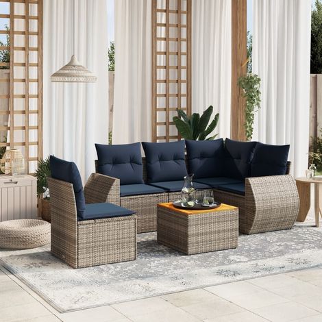 vidaXL Set Divani da Giardino 6 pz con Cuscini Grigio in (1/5)