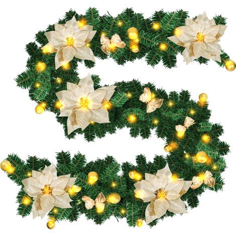TolleTour LED-Weihnachtsgirlande 2,7 m mit 50 LEDs und goldfarbenem Schmuck (1/5)