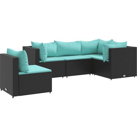 Maison Exclusive - 5-tlg. Garten-Lounge-Set mit Kissen Schwarz Po