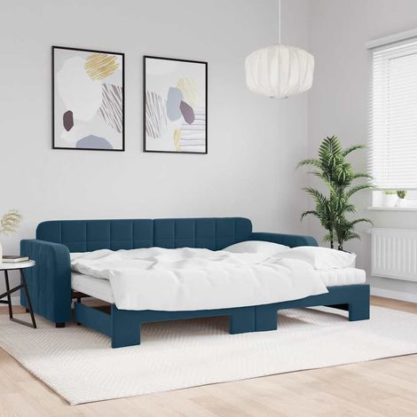 vidaXL Sofá cama nido con colchón terciopelo azul 80x200 cm (1/5)