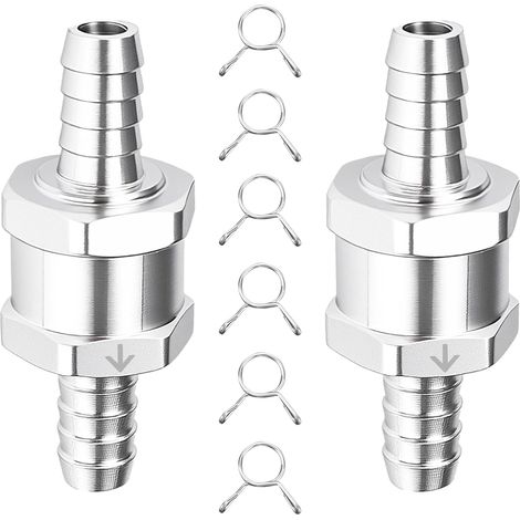 Lot de 2 clapets anti-retour pour carburant - 10 mm - En aluminium - Valve anti-retour - Pour essence diesel, eau marine (10 mm) (1/5)