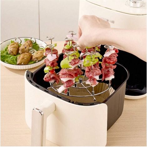 Support de brochettes pour friteuse à air en acier inoxydable Brochettes verticales Accessoires pour brochettes pour friteuse à air Viande Fruits de mer (rond) (1/4)