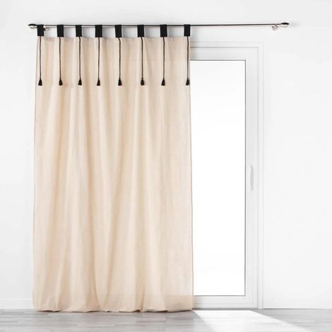 Douceur-dinterieur Tenda con passanti e pompon naturale 140x240 cm