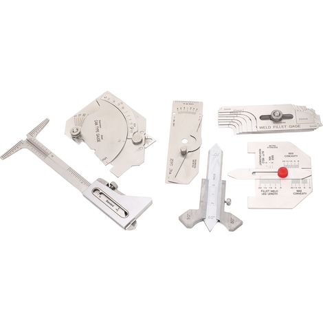 Jauge de soudure 6 pièces, inclut jauge Hi-Lo, contrôle porosité et contre-dépouilles, outil de mesure d'angle, pour cordon de soudure, usage professionnel (1/5)