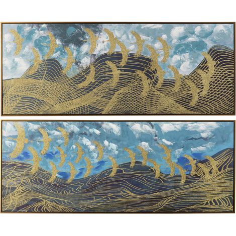 Lot de 2 tableaux en aluminium peints à 80 % à la main 150 x 4 x 60 cm (1/2)