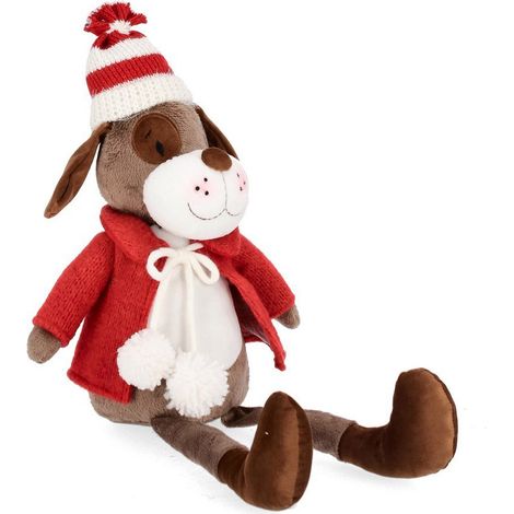 Cane peluche natalizio "Camillo" con cappello decorazione per interno -Con sacco (1/5)