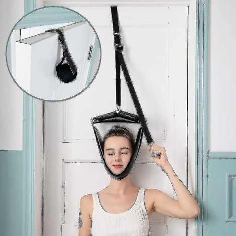 Dispositif de traction cervicale portable à fixer au-dessus d'une porte pour soulager les douleurs cervicales, civière de traction suspendue pour la kinésithérapie à domicile en cas d'arthrite, disque (1/5)