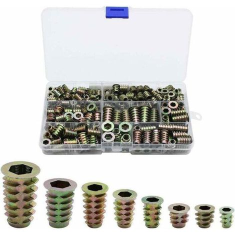 230 Pièces Alliage De Zinc Insert Fileté Hexagonale Écrous Inserts Fileté Insert Écrous Filetage Extérieur M4 M5 M6 M8 Pour (1/5)