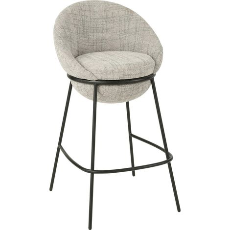 Tabouret de bar design gris assise confortable pieds métal noir - Gris clair et noir profond (1/5)