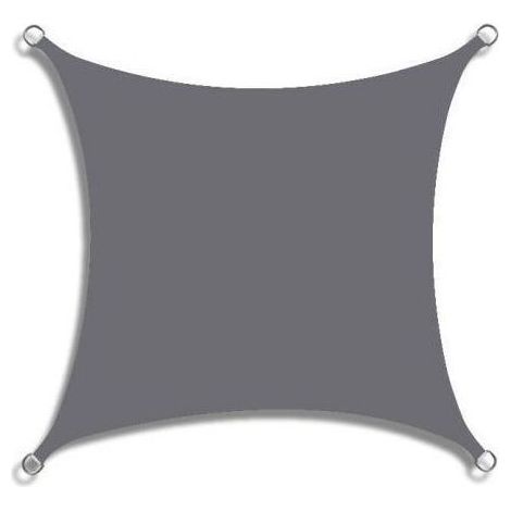 Voile d'ombrage carrée 2 x 2 m, résistante à l'eau, Bloque 95% des UV,, pour Jardin, Plage, Patio (Gris) (1/5)