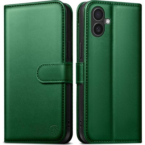 Handyhülle iPhone 16 Klapphülle 6 Karten RFID Für iPhone 16 KieferGrün (1/5)