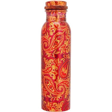 Pure Copper Water Bottle, Sealless, Waterproof, Silicone, Ayurvedic Freshness, Gift (1/2)