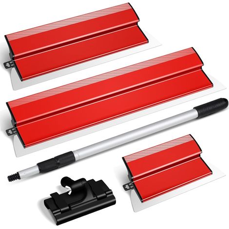 Spatule Enduit Lissage, Lame à Lisser en Acier Inoxydable avec Poignée d'extension pour Enduire les Murs et les Plafonds (25 cm, 40 cm, 60 cm) (1/5)