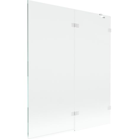 Paroi de baignoire Mexen Lunar à 2 volets droite 140 x 150 cm, transparent, blanc - 897-140-100-20-00-P (1/5)