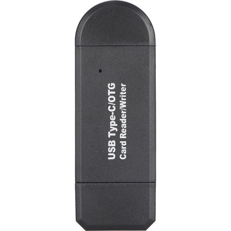 Lecteur de carte mémoire haute vitesse USB-C/OTG pour smartphone et ordinateur, noir (1/5)