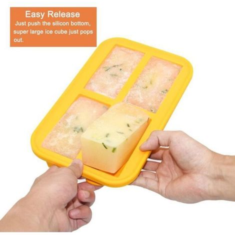 Bac à glaçons silicone avec couvercle – Idéal pour congeler purées, soupes et sauces bébé. (1/5)