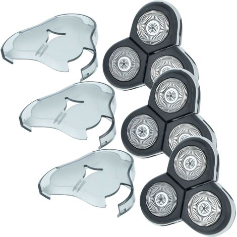 vhbw 3x Shaver Heads Replacement for Philips RQ12 Old Edition for Electric Shaver Black