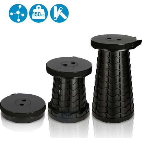 TolleTour Tragbarer Klappstuhl Hocker Faltbar Campingstuhl Klapphocker Teleskop Schwarz (1/5)