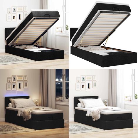 vidaXL Lit ottoman avec matelas noir 100x200 cm tissu (1/5)