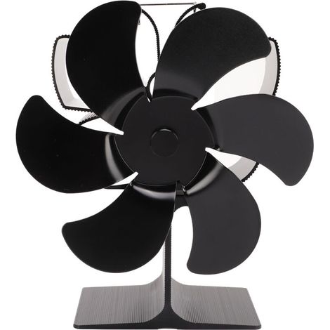 Heat stove fan, 6 blades, chimney fan, thermal power, high temperature resistant, energy saving, black (1/5)
