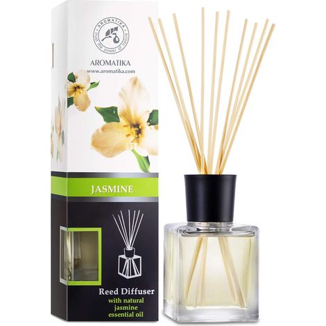 Diffuseur Parfum de Jasmin 200 ML - Fragrance Fraîche et de Longue Durée - Desodorisant Maison - Arôme Floral - Diffuseur avec Les Bâtons - Aromathérapie - Reed Diffuser Jasmine (1/5)