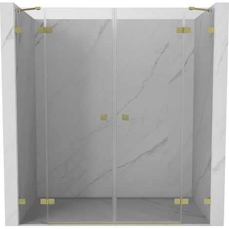 Mexen Lunar Duo porte doccia a battente 170 cm, trasparente, oro spazzolato - 834D-170-000-55-00 (1/5)