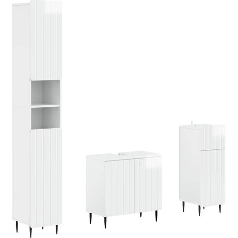 3 Piece Bathroom Cabinet Set ZWOLLE High Gloss White vidaXL (1/5)