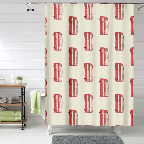 Rideau de douche avec œillets plastique, motif raffiné, polyester (1/5)