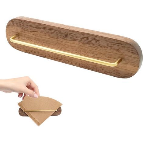 Porte-filtres à café - 13,8 x 3,5 cm - En bois - Support mural - Pour sachets et filtres à café en papier (1/5)