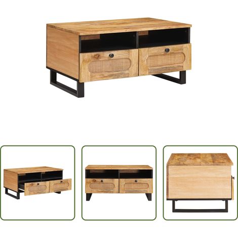 Couchtisch mit Schubladen - Couchtisch Artisan-Eiche 80 x 54 x 40 cm Massivholz Mango (1/5)