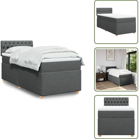 Boxspringbett mit Matratze Dunkelgrau 90x200 cm Stoff - Boxspringbett - Doppelbett - Bettenrahmen - Schlafsystem - Matratze (1/5)