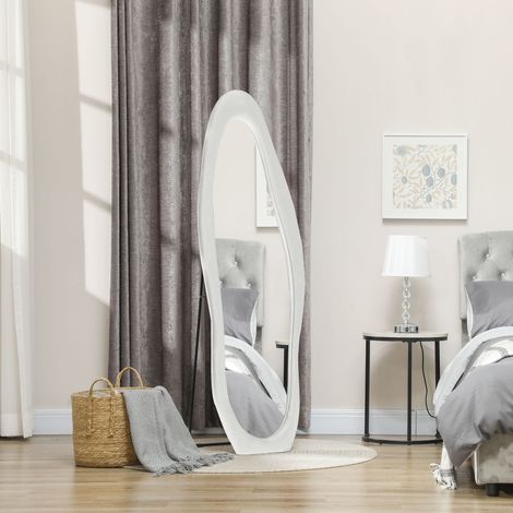 Specchio da terra 50 x 160 cm con cornice bianca ondulata (1/5)