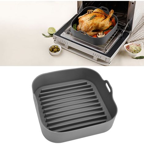 Panier Silicone Carré Multifonction pour Friteuse 10 Pouces, Accessoire de Remplacement Gris