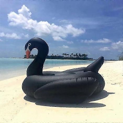 190cm cygne noir géant gonflable lit flottant piscine circulaire tapis flottant équitation cercle de natation fête d’été piscine jouet (1/5)