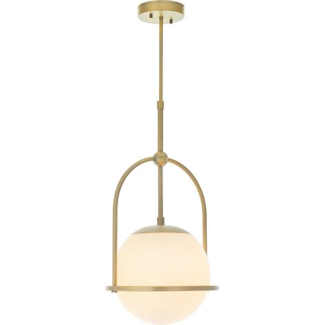 Merano Cosenza Suspension Plafonnier Matt Laiton Antique & Verre Opalin