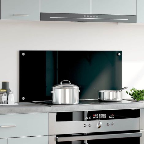 vidaXL Küchenrückwand Schwarz 90x40 cm Hitzebeständiges Sicherheitsglas