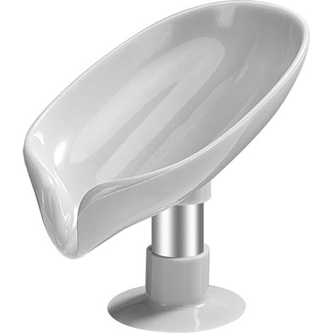 Boîte à savon douche aspiration savon feuille forme économiseur boîte de rangement évier porte-vaisselle 1 pièces, Gris (1/5)